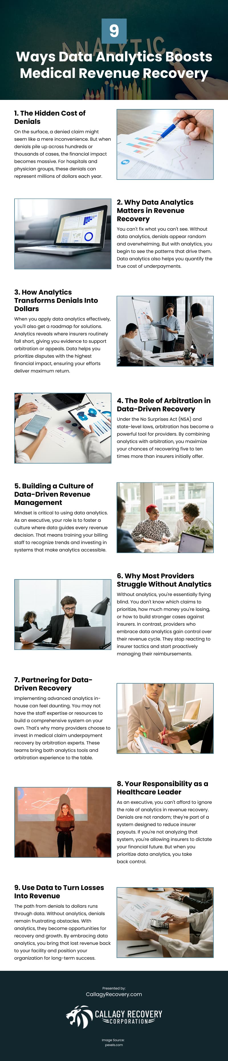 9 Ways Data Analytics Boosts Medical Revenue Recovery Infographic