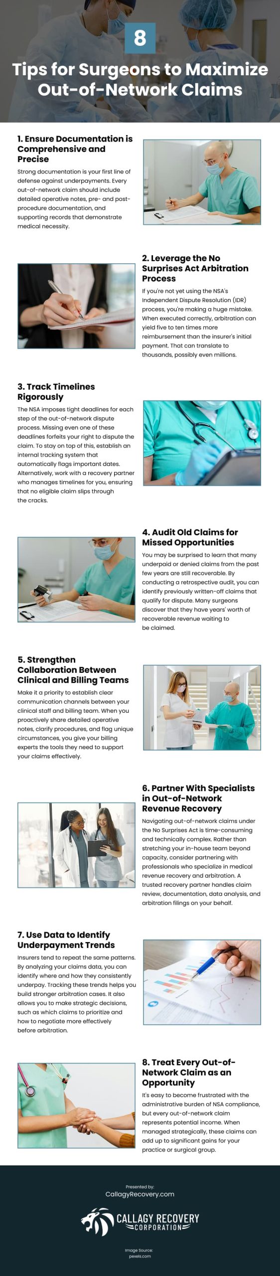 8 Tips for Surgeons to Maximize Out-of-Network Claims Infographic 8 Tips for Surgeons to Maximize Out-of-Network Claims Infographic